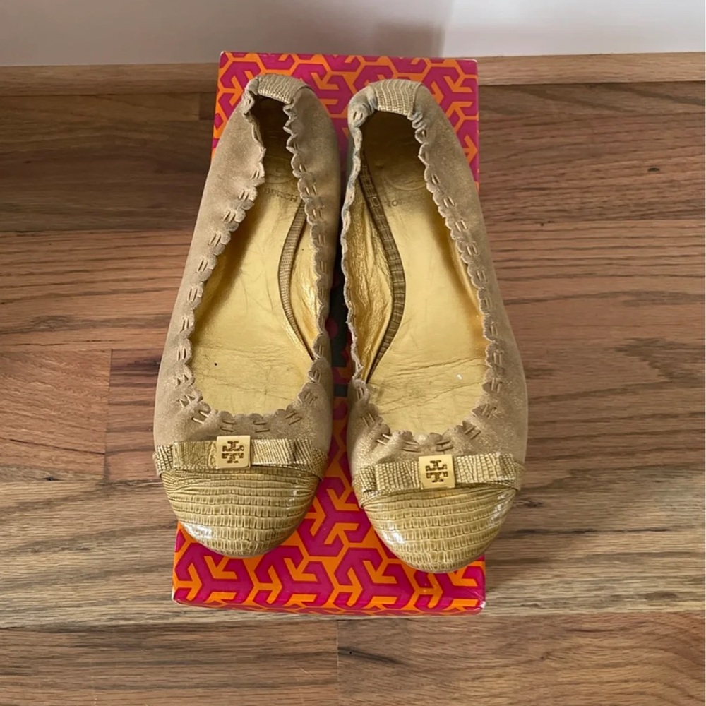 Tory Burch Metallic Powder Suede Ballet Flats  7